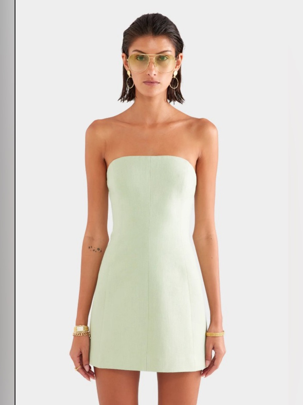 Venroy Mint Green Strapless 100% Linen Structured Corset Mini Dress NWOT - Picture 9 of 16